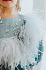 Precious little swan princess midi dress made from crispy nylon ripstop.