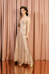 Luxurious shimmering off -the-shoulder golden ball gown