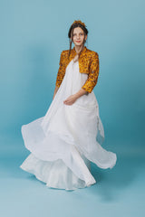 Elegantly soft and airy Queen gown.