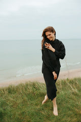 Tremendous black linen blouse.