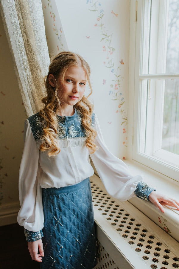 Silver hot sale chiffon blouse