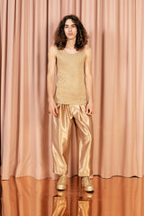 Wonderfully soft knitted slim fit tank top in a luscious, shimmering shade of gold.