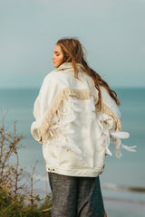 Lucid oversized dreamers silk denim jacket.