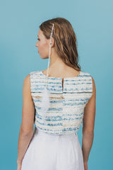 Exceptional A-line crop-top. Signature hand woven tweed fabric.