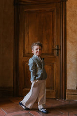 Sunday garden stroll wide taffeta trousers, with zipper and button fastening.