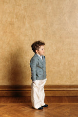 Sunday garden stroll wide taffeta trousers, with zipper and button fastening.