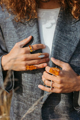 Majestic large Royal Amber ring. Each ring is completely unique by how Mother Nature has made the piece of amber.