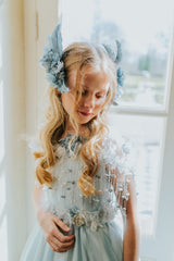 Graceful milky way aquamarine gown.