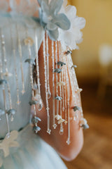 Graceful milky way aquamarine gown.