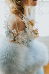 Graceful milky way aquamarine gown.