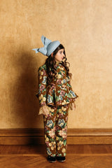 Gracious flower pattern straight trousers.