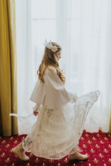 Imperial lace overlay maxi dress. In light ivory tone.