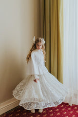 Imperial lace overlay maxi dress. In light ivory tone.