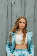 TREASURES OF THE SEA SILK CROP TOP