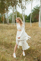 Stunning woven silk-linen skirt with airy silk chiffon.