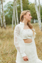 Stunning woven silk-linen skirt with airy silk chiffon.