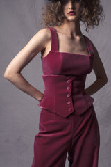 buttoned velvet corset