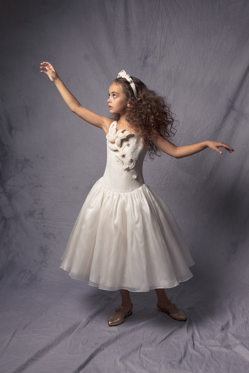 white ball gown for kids, couture