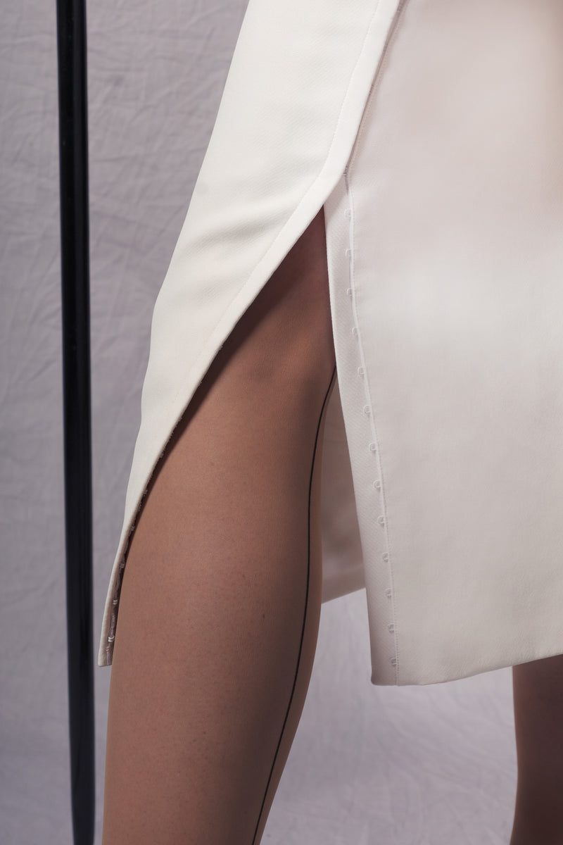 white pencil skirt with slits