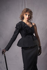 black couture asymmetric set for women