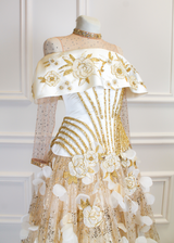 LUSTROUS GOLD AND CRYSTAL ROSE GOWN