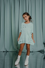 Luxury clothing for girls Delicate knit mini dress with pure silk trim 