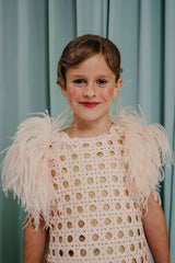 dress in a soft creamy peach shade luxury kids clothing
