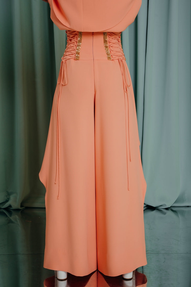 couture clothing , Flowy silk crêpe wide-leg trousers