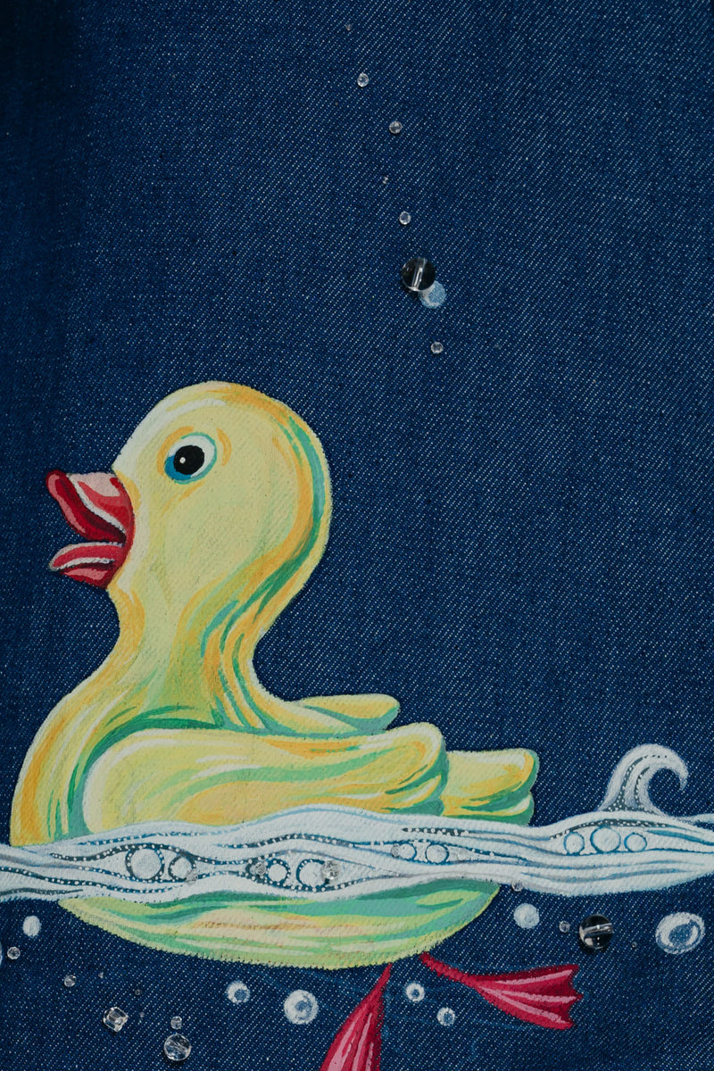 kids clothing for occasions little yellow bath duck swimming happily among the crystal embellished water drops 