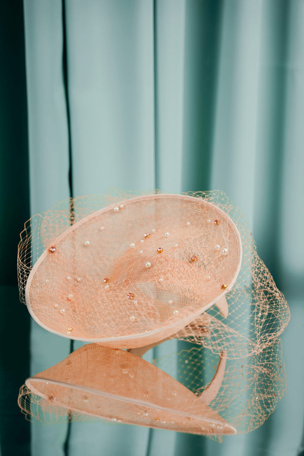 couture for kids Peach-hued fascinator 