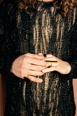 Elegant gold-plated sterling silver ring with onyx.
