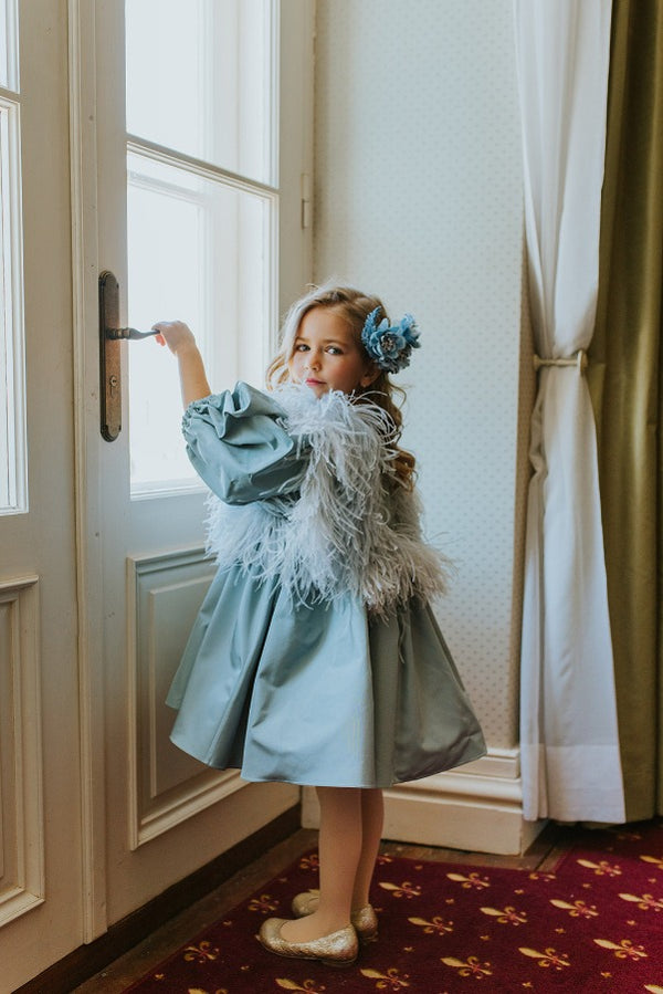 Precious little swan princess midi dress made from crispy nylon ripstop. 