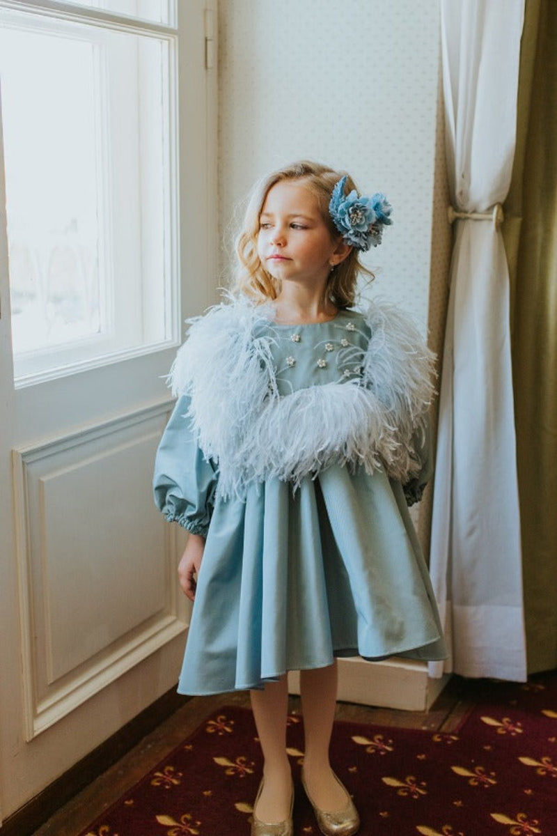 Precious little swan princess midi dress made from crispy nylon ripstop. 