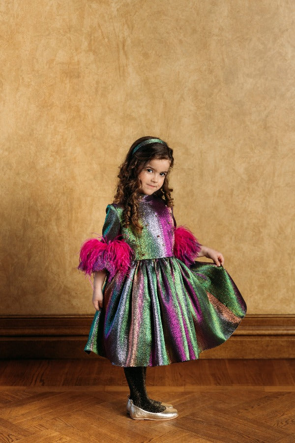 magical ball dress design Chic Metallic Long Ballgown Prom Dress with Distinctive Floral Design