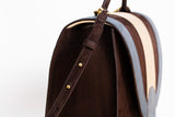 Timeless fine suede handbag in 100 % genuine leather.
