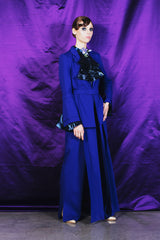 Rich indigo blue jacket in 100 % wool and 100 % silk lining with elegant angle sleeves